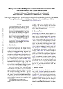 Mining Reasons For And Against Vaccination From Unstructured Data Using
  Nichesourcing and AI Data Augmentation