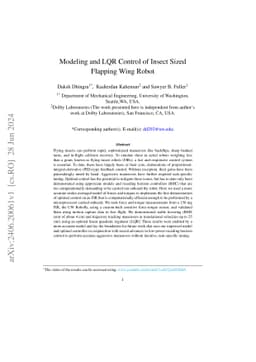 Modeling and LQR Control of Insect Sized Flapping Wing Robot