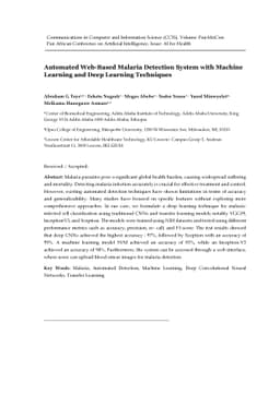Automated Web-Based Malaria Detection System with Machine Learning and
  Deep Learning Techniques