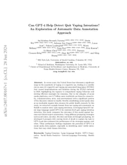 Can GPT-4 Help Detect Quit Vaping Intentions? An Exploration of
  Automatic Data Annotation Approach