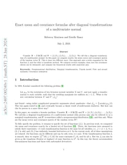 Exact mean and covariance formulas after diagonal transformations of a
  multivariate normal