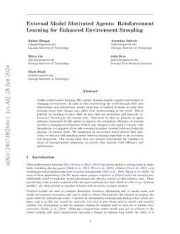 External Model Motivated Agents: Reinforcement Learning for Enhanced
  Environment Sampling