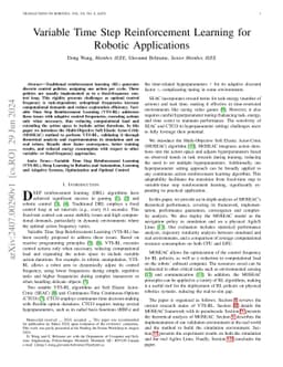 Variable Time Step Reinforcement Learning for Robotic Applications