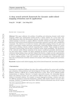 A deep neural network framework for dynamic multi-valued mapping
  estimation and its applications