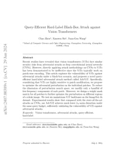 Query-Efficient Hard-Label Black-Box Attack against Vision Transformers