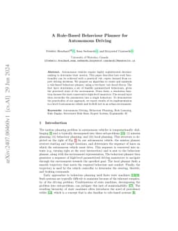 A Rule-Based Behaviour Planner for Autonomous Driving