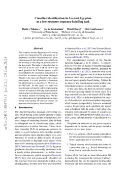 Classifier identification in Ancient Egyptian as a low-resource
  sequence-labelling task