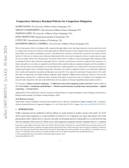 Cooperative Advisory Residual Policies for Congestion Mitigation
