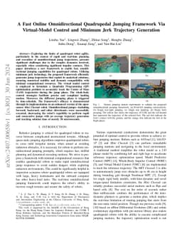 A Fast Online Omnidirectional Quadrupedal Jumping Framework Via
  Virtual-Model Control and Minimum Jerk Trajectory Generation