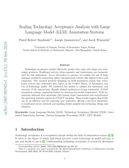 Scaling Technology Acceptance Analysis with Large Language Model (LLM)
  Annotation Systems