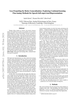 Less Forgetting for Better Generalization: Exploring Continual-learning
  Fine-tuning Methods for Speech Self-supervised Representations