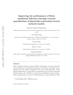 Improving the performance of Stein variational inference through extreme
  sparsification of physically-constrained neural network models