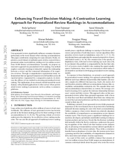 Enhancing Travel Decision-Making: A Contrastive Learning Approach for
  Personalized Review Rankings in Accommodations