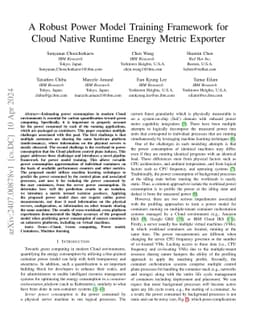 A Robust Power Model Training Framework for Cloud Native Runtime Energy
  Metric Exporter