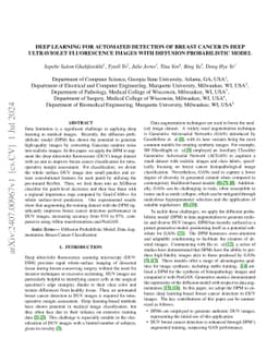 Deep learning for automated detection of breast cancer in deep
  ultraviolet fluorescence images with diffusion probabilistic model