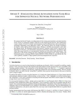 Swish-T : Enhancing Swish Activation with Tanh Bias for Improved Neural
  Network Performance