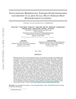 Evolutionary Morphology Towards Overconstrained Locomotion via
  Large-Scale, Multi-Terrain Deep Reinforcement Learning