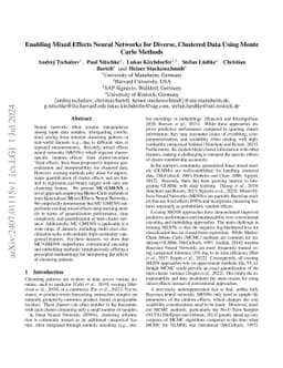Enabling Mixed Effects Neural Networks for Diverse, Clustered Data Using
  Monte Carlo Methods