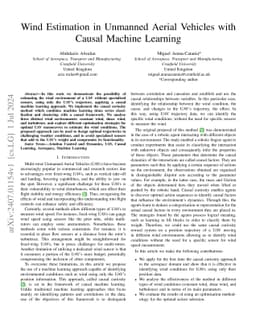 Wind Estimation in Unmanned Aerial Vehicles with Causal Machine Learning