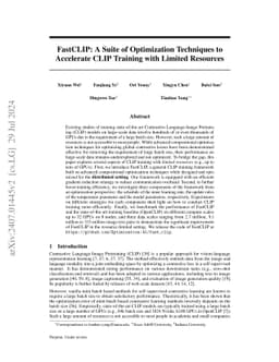 FastCLIP: A Suite of Optimization Techniques to Accelerate CLIP Training
  with Limited Resources