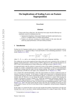 On Implications of Scaling Laws on Feature Superposition