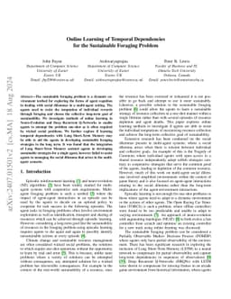 Online Learning of Temporal Dependencies for Sustainable Foraging
  Problem