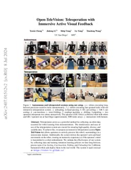 Open-TeleVision: Teleoperation with Immersive Active Visual Feedback