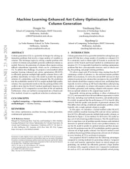 Machine Learning-Enhanced Ant Colony Optimization for Column Generation