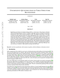 Uncertainty Quantification in Table Structure Recognition