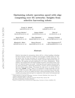 Optimising robotic operation speed with edge computing over 5G networks:
  Insights from selective harvesting robots