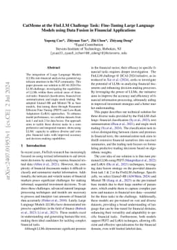CatMemo at the FinLLM Challenge Task: Fine-Tuning Large Language Models
  using Data Fusion in Financial Applications