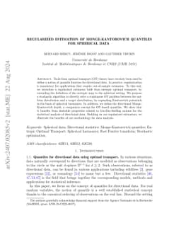 Regularized estimation of Monge-Kantorovich quantiles for spherical data