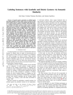 Labeling Sentences with Symbolic and Deictic Gestures via Semantic
  Similarity