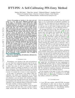 IFTT-PIN: A Self-Calibrating PIN-Entry Method