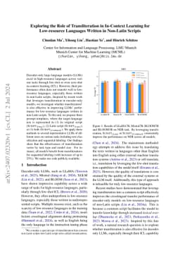 Exploring the Role of Transliteration in In-Context Learning for
  Low-resource Languages Written in Non-Latin Scripts