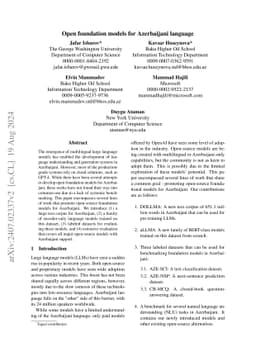 Open foundation models for Azerbaijani language