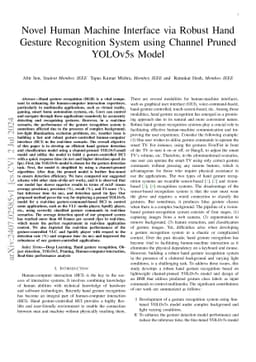 Novel Human Machine Interface via Robust Hand Gesture Recognition System
  using Channel Pruned YOLOv5s Model