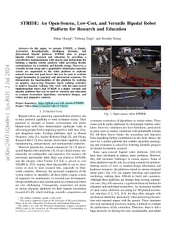 STRIDE: An Open-Source, Low-Cost, and Versatile Bipedal Robot Platform
  for Research and Education