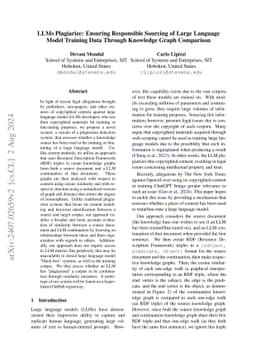 LLMs Plagiarize: Ensuring Responsible Sourcing of Large Language Model
  Training Data Through Knowledge Graph Comparison