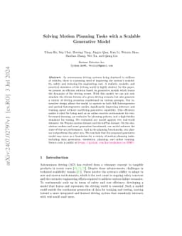 Solving Motion Planning Tasks with a Scalable Generative Model