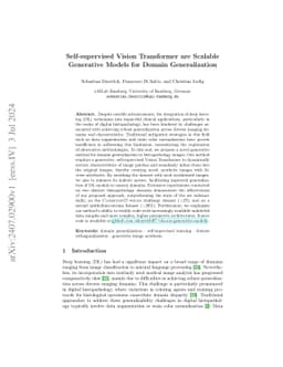 Self-supervised Vision Transformer are Scalable Generative Models for
  Domain Generalization