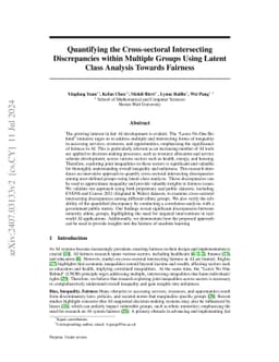 Quantifying the Cross-sectoral Intersecting Discrepancies within Multiple Groups Using Latent Class Analysis Towards Fairness