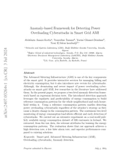 Anomaly-based Framework for Detecting Power Overloading Cyberattacks in
  Smart Grid AMI