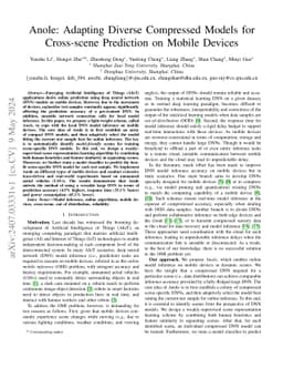 Anole: Adapting Diverse Compressed Models For Cross-Scene Prediction On
  Mobile Devices