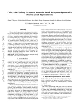 Codec-ASR: Training Performant Automatic Speech Recognition Systems with
  Discrete Speech Representations