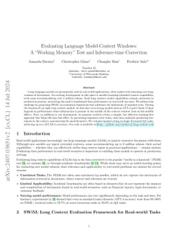 Evaluating Language Model Context Windows: A "Working Memory" Test and
  Inference-time Correction