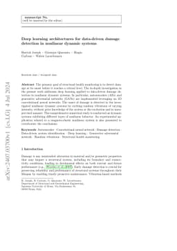 Deep learning architectures for data-driven damage detection in
  nonlinear dynamic systems