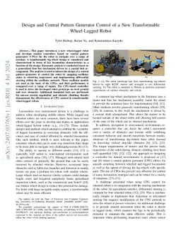 Design and Central Pattern Generator Control of a New Transformable
  Wheel-Legged Robot