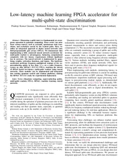 Low-latency machine learning FPGA accelerator for multi-qubit-state
  discrimination