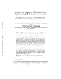 Unsupervised Analysis of Alzheimer's Disease Signatures using 3D
  Deformable Autoencoders